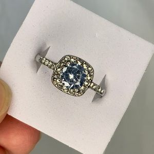 🤍 New Silver Ring Big Square Cut Stone Wedding Engagement Promise ring Eternal